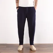 Национальный стиль ретро jogger Брюки мужские досуг пряжки длинные брюки белье с эластичным поясом брюки свободные льняные повседневные шаровары