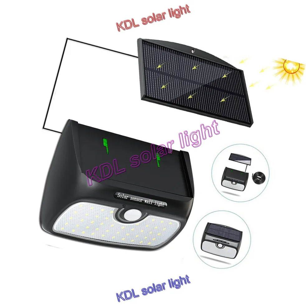 

3pcs/lot 48 leds split solar panel indoor Light PIR motion radar smart 3 Models Dimmable Solar indoor for Garden Back Door Step