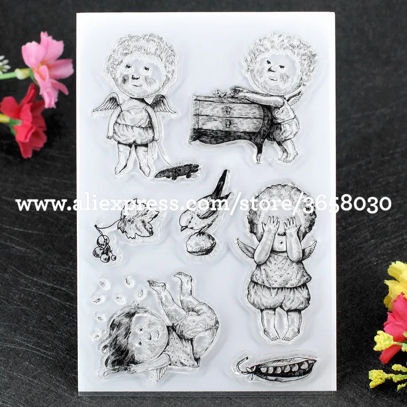 Ангел записки DIY карт фото штамп ясно прозрачный 10x15 см 8071319 | Канцтовары для офиса