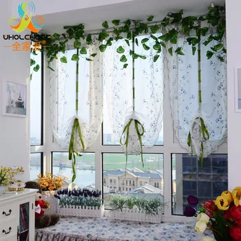 

Morning Glories Window Roman Curtain Embroidered Sheer For Kitchen Living Room Bedroom Pastoral Tulle Window Curtain Screening