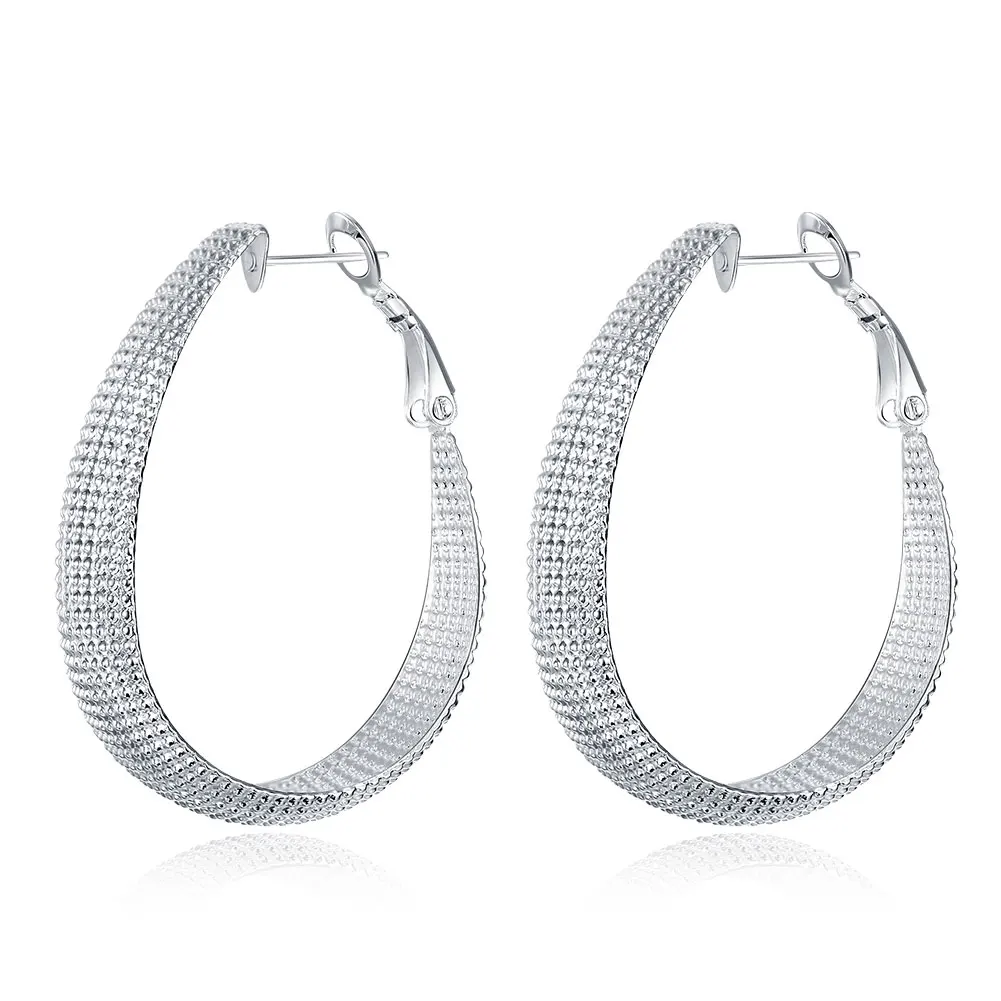

New Fashion Noble Ladies Loop Earring Round-Shape Silver Plated Wed Woven Hoop Earrings for Women Monther's Gift