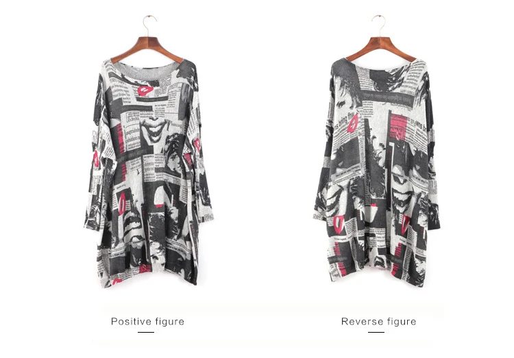 Spring and Autumn European and American fashion new women long-sleeved printing pullover long sweater shirt (13)