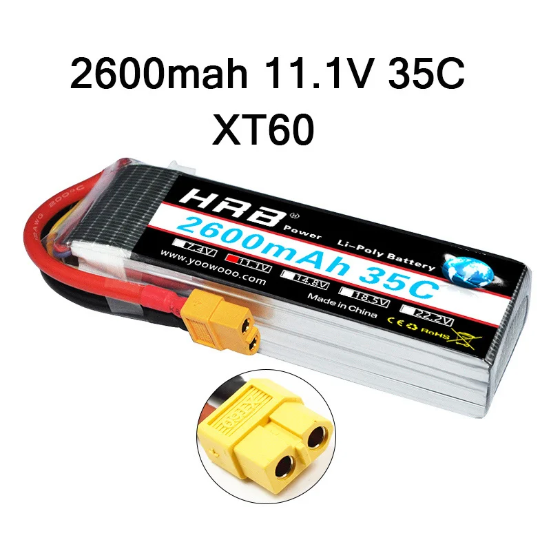 HRB 3S 11,1 V Lipo 1100mah 1200mah 1300mah 1500mah 2200mah 2600mah 3000mah 3300mah 3600mah 4200mah Для RC автомобиля FPV лодки - Color: 3S 2600mah 35C XT60