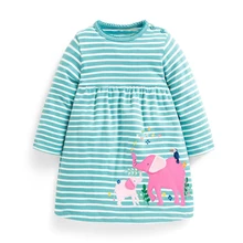 Платье принцессы с аппликацией животных; сезон осень-зима; хлопковые детские платья для девочек; костюм; платье для маленьких девочек; Vestidos