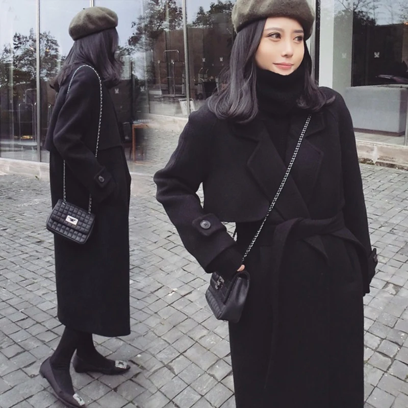 Wollen Jas Vrouwen Lange Maxi Jas Winter Wol Blends Jassen Vrouwelijke Lange Mouw OL Mode Zwarte Dikke Warme Wollen Jas uitloper O245 Wollen Jas Vrouwen Lange Maxi Jas Winter Wol Blends Jassen Vrouwelijke Lange Mouw OL Mode Zwarte Dikke Warme Wollen Jas uitloper O245