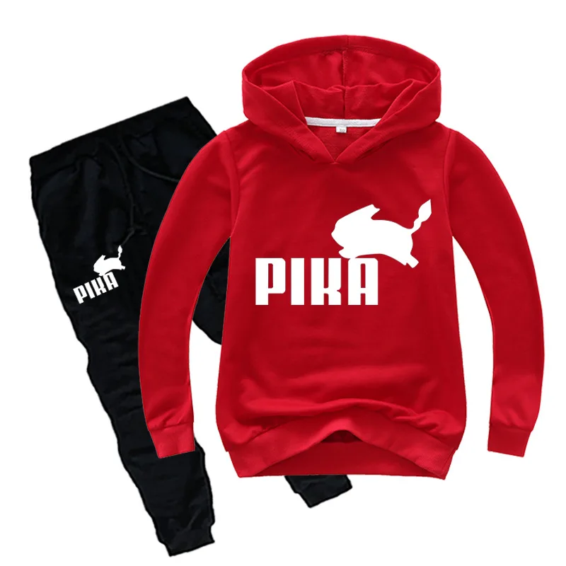 Kopen Z Y 2 16Y Mode Mooie Pokemon Gaan Hoodie Broek 2 stuks Set Anime Pika Print Sportsuit Pikachu Jongens Kleding peuter Meisje Outfits