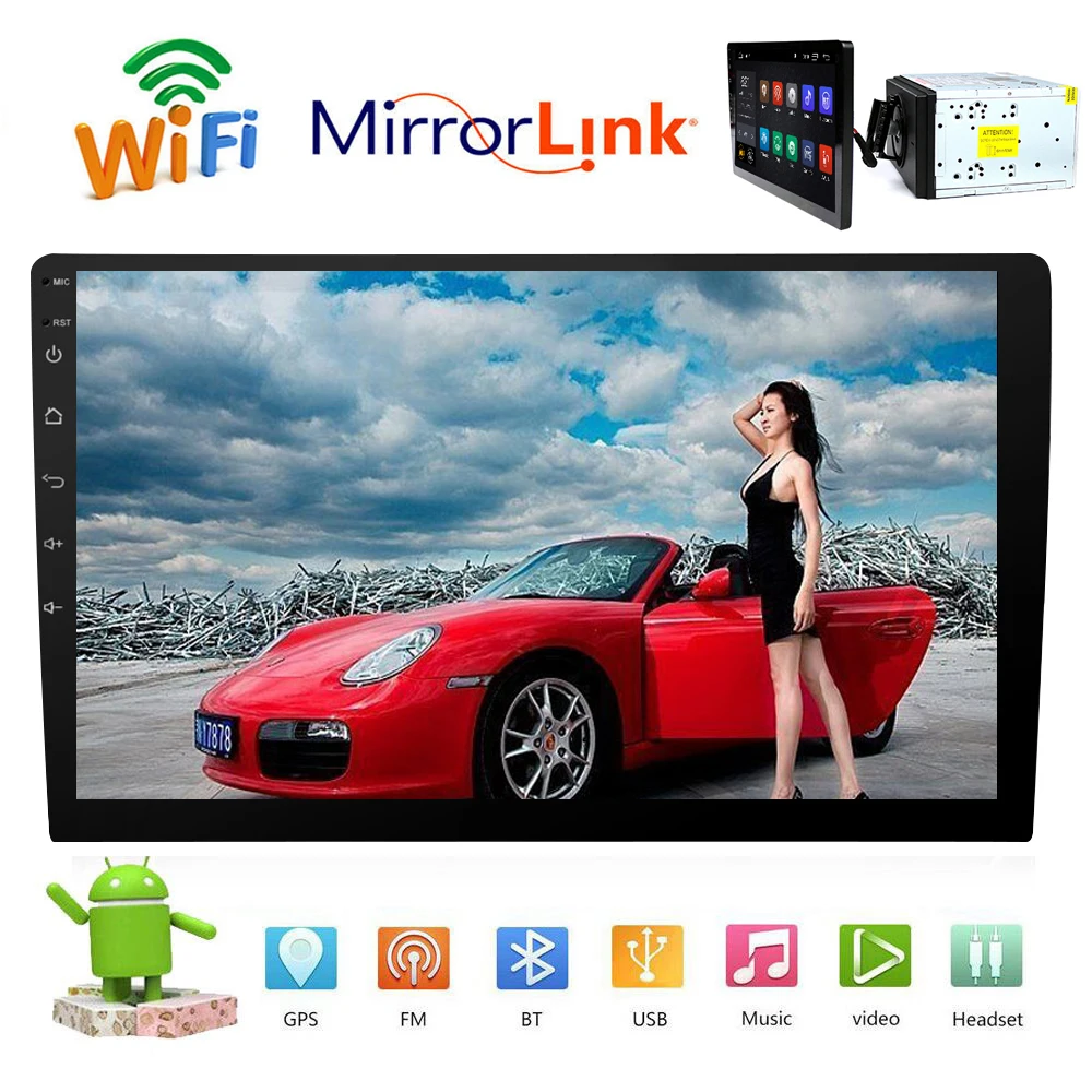 

10.1" Rotatable Car Multimedia Stereo MP5 Player Android 9.1 2 Din Car Radio GPS Navigation Bluetooth Mirror Link OBD2 DVR