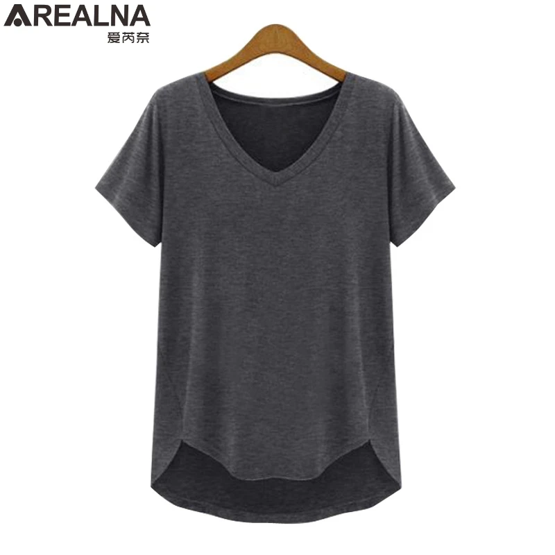 Camiseta de verano de AREALNA para mujer, camisetas elásticas de algodón, Tops casuales, camiseta de manga corta para mujer talla grande 5XL camiseta femenina Camiseta de verano de AREALNA para mujer, camisetas elásticas de algodón, Tops casuales, camiseta de manga corta para mujer talla grande 5XL camiseta femenina