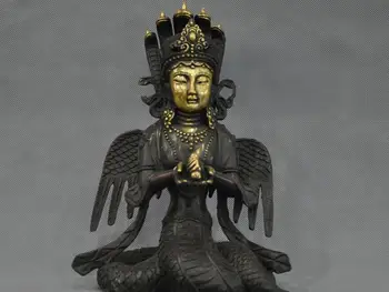 

10'' China Tibet Nagarjuna Kwan-yin Buddha Dragon Body Bronze Statue