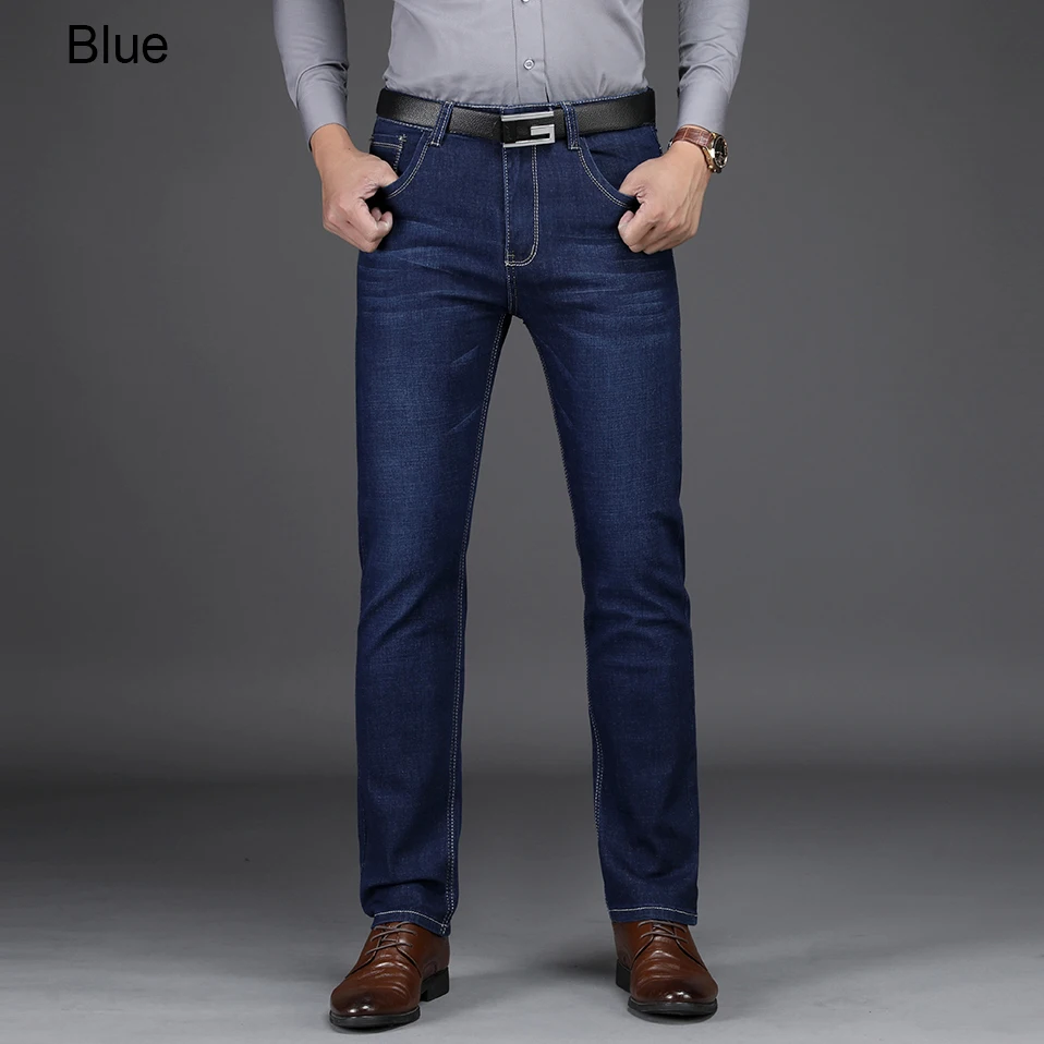 NIGRITY 2019 Новые мужские джинсы регулярные прямые ноги джинсы свободная талия бизнес джентльмен Длинные повседневные брюки большого размера