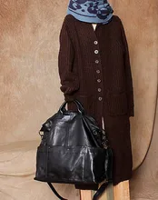 Heiß-verkauf casual echtem leder big bag handtasche der frauen eine schulter kreuzkörper kurze größe 52,5*41 schwarz