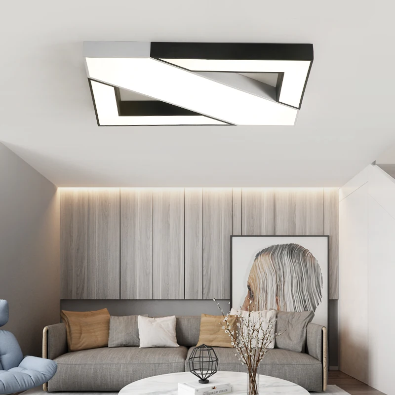 

AC85~265V Black-White Modern Ceiling Lamp Home Decoration Lighting Fixtures Rectangle LED Ceiling Lights For Living Room Bedroom