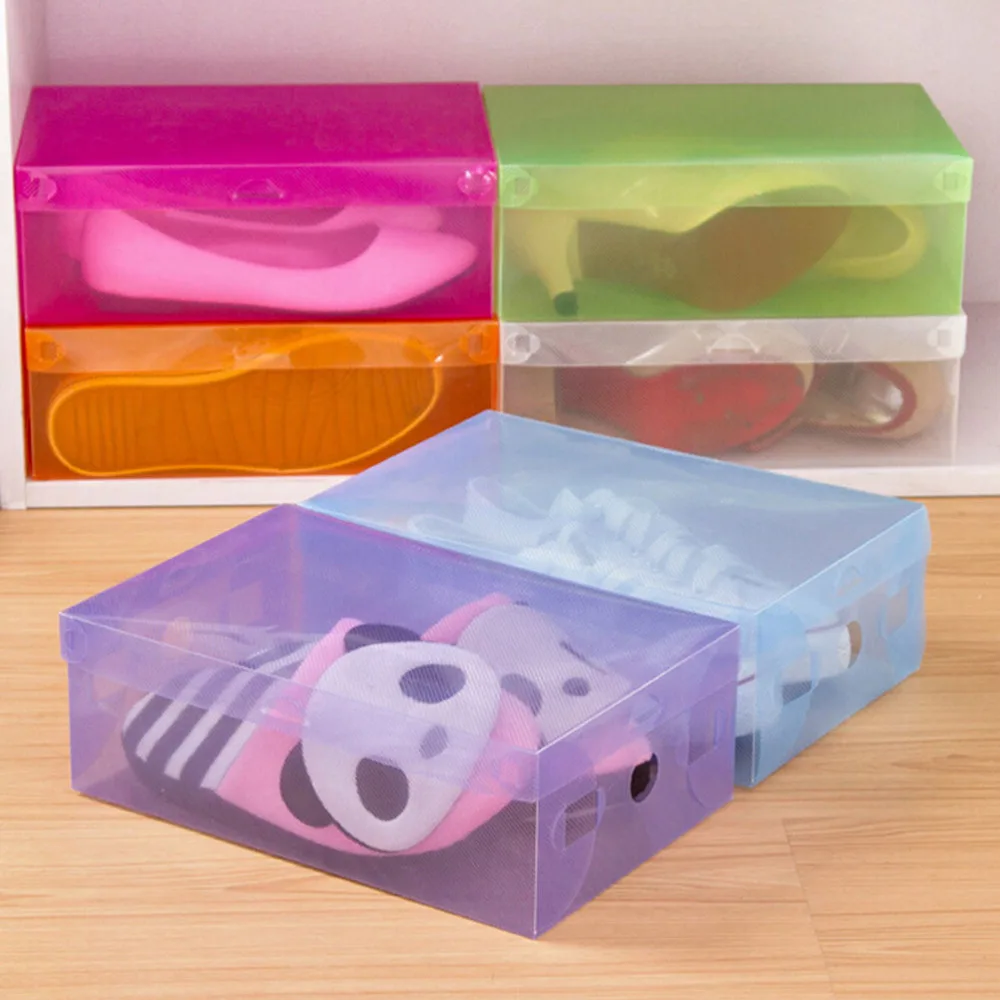 

1Pc Stackable Organizer Cases Bulk Foldable Colorful Plastic Shoe Storage Boxes Drawer Type Box 27.5cm * 18.2cm * 9.5cm