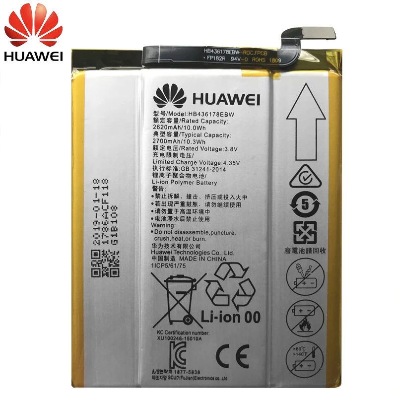 Huawei Original Replacement Phone Battery HB436178EBW For Huawei Mate S CRR-CL00 UL00 Phone Batteries 2700mAh Free Tools Huawei Original Replacement Phone Battery HB436178EBW For Huawei Mate S CRR-CL00 UL00 Phone Batteries 2700mAh Free Tools