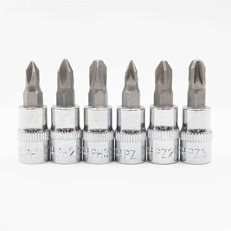 6 шт. бит Phillips Pozi Socekt хром ванадиевый 1/4 дюйма торцевой ключ PH1 PH2 PH3 PZ1 PZ2 PZ3 отвертка