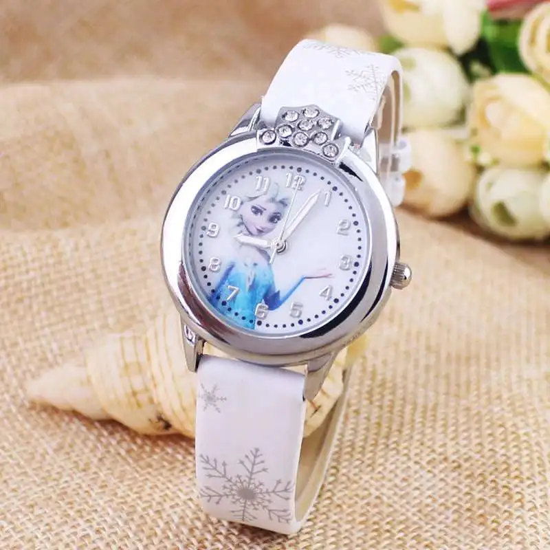 

Cartoon ice snow princess Aisha Anna Princess children love the new student watches white
