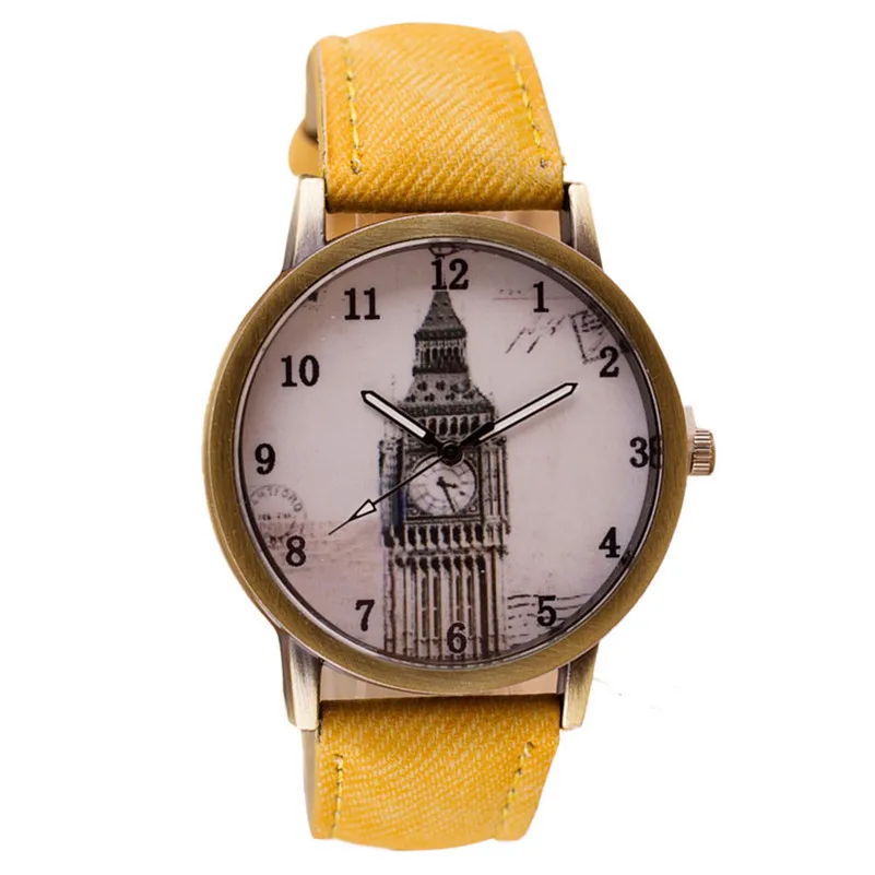 NEW Women's watches casual watches Retro Clock Tower WristWatch Cowboy Leather Band alloy Analog Quartz Watch Montre femme M21 (4)