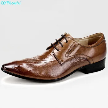 

QYFCIOUFU Fashion Oxford Shoes For Men Genuine Leather High Quality Cow Leather Designer Handmade Formal Lace Up Dress Shoes