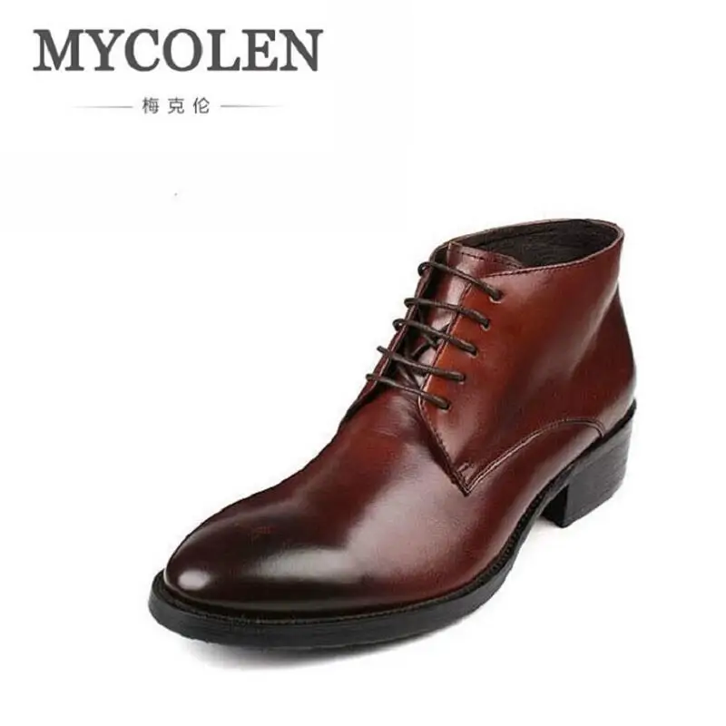 

MYCOLEN Autumn Winter Business Men Boots Luxury Brand Winter Boots Men Casual Fashion High-Cut Lace-Up Shoes Chaussure Homme