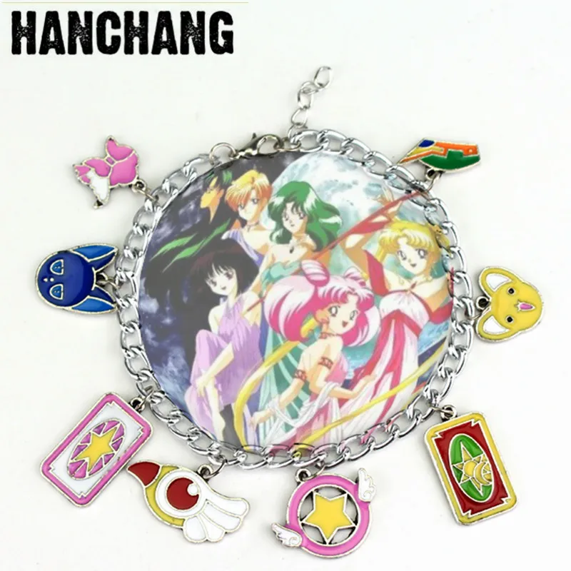 

Cartoon Anime Sailor Moon Bracelet Women Girls Magic Card Captor Sakura Bracelet Sailor Moon Beauty Bow Cat Moon Star Bracelet