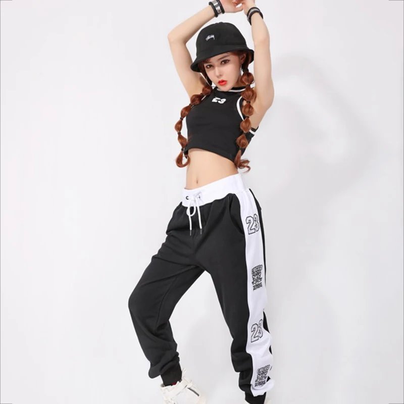 Trajes de baile de Hip Hop para mujer, de chaleco con estampado y pantalones traje de noche para Bar, club nocturno, DT707 - AliExpress Novedad y uso especial
