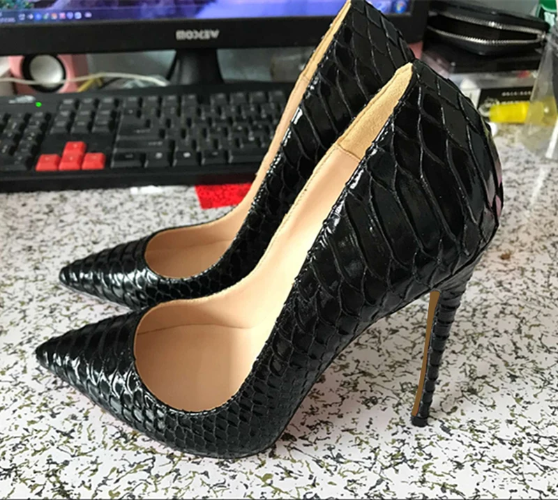 Stylesowner женская обувь на высоком каблуке тонкий каблук черный телесный змеиная кожа высокое качество обувь популярные весенние туфли-лодочки пикантные туфли на шпильках большой размер