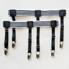 Мужские держатели рубашки эластичный пояс подвязки с запорные зажимы в полоску