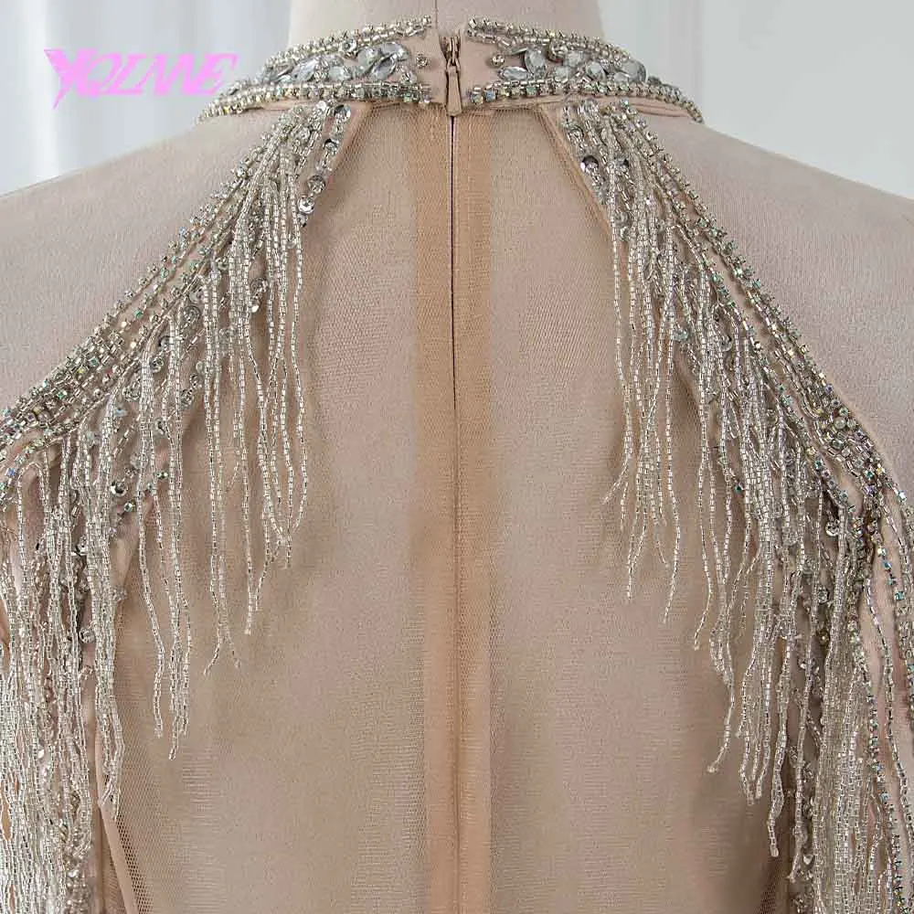 Gorgeous Rhinestones Evening Dress Long Mermaid Slit Back Prom Gown Vestido De Festa Pageant Dresses 2019 YQLNNE Gorgeous Rhinestones Evening Dress Long Mermaid Slit Back Prom Gown Vestido De Festa Pageant Dresses 2019 YQLNNE
