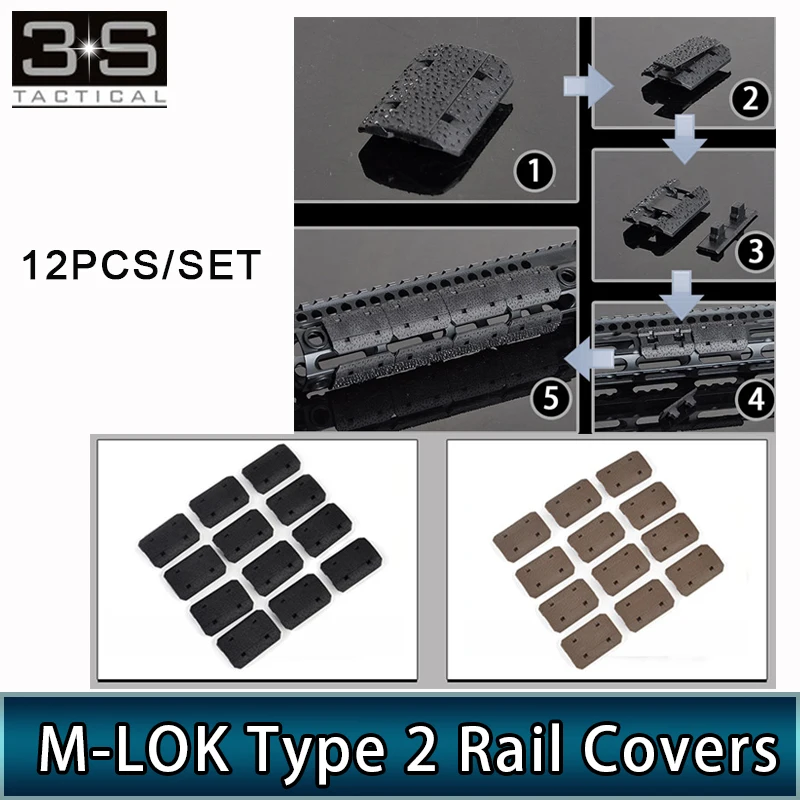 12PCS Tactical M-lok Rail Cover For Mlok Handguard Rail Mount M Lok Rail Picatinny 20mm Rail