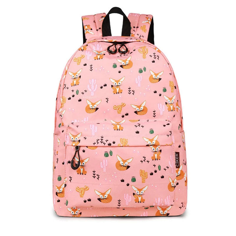 2023 New Waterproof Backpack For Women Cute Fox Printing Backpack Student Cartoon School Bags  Large Size Laptop Bookbag MN1401 5