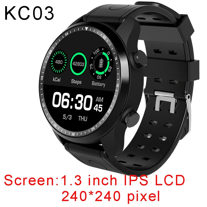 4G Смарт-часы KC06 KC03 4G Android gps wifi пульсометр Google Play мультиспортивные режимы Bluetooth smartwatch телефонный звонок - Цвет: Black KC03