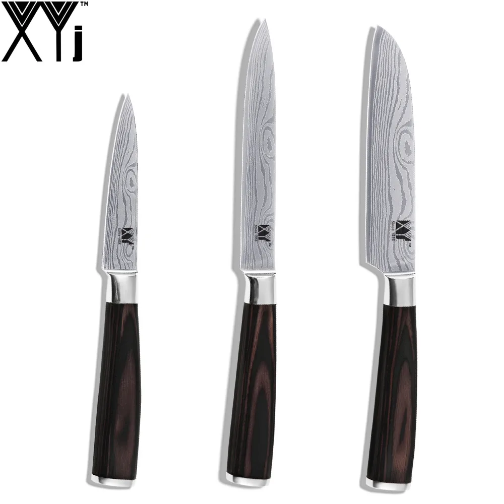 Top Selling XYj Brand 7Cr17 Stainless Steel Knife 3 5 Paring 5 Utility Santoku Kitchen Knife