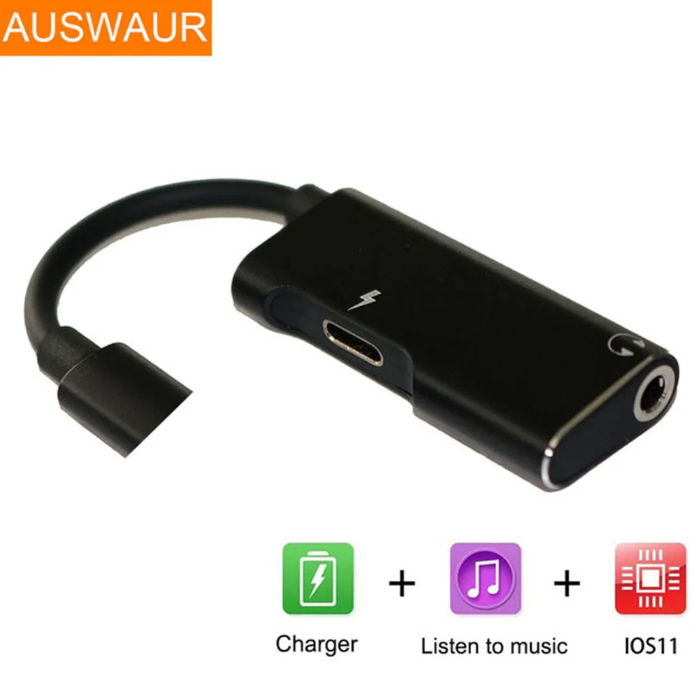 Goedkoop 2 in 1 Adapter voor iPhone 3.5mm Audio Splitter Oortelefoon Oordopjes Adapter Oplader en Hoofdtelefoonaansluiting voor iPhone 7 8 Plus X 10