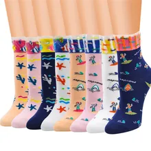 Womail Для женщин мультфильм милый горизонтальный женские носки кружевные носки хлопковые Повседневные в полоску для детей возрастом 1, пара всесезонные носки t515