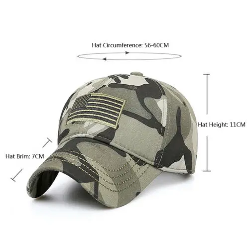 New Men American Sports Tonal Flag Patch Embroidery Curved Cap Military Tactical Operator Detachable Baseball Army Camo Hat