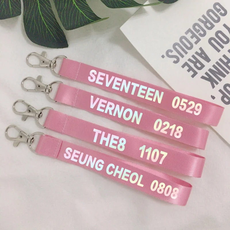 

KPOP Key Chain Nylon DINO MINGYU THE8 WOOZI VERNON JOSHUA WONWOO Letter Printed Fans Keyring Keychain Bag Charm