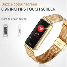 EXRIZU умный Браслет для фитнеса стальные браслеты сенсорный цветной экран водонепроницаемый сердечный ритм кровяное давление кислород для Android iOS