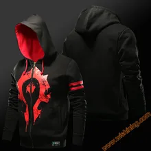 Wishining 2017 WOW Horde Logo Sweatshirt Men Black 3xl Large size Zip Up Hoodies Cool