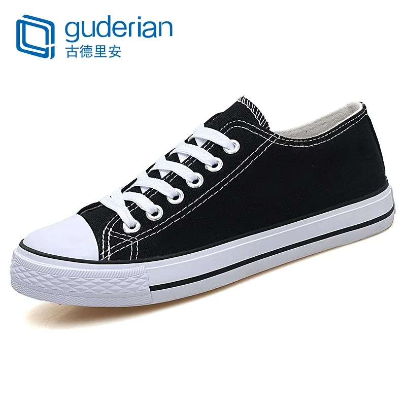 GUDERIAN New 2019 Spring Summer Canvas Shoes Men Low Top Black Red White Shoes Men Flat Fashion Casual Couple Shoes Footwear