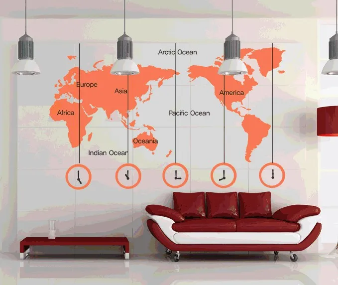 Clock Wall Decor online shop free shipping wall sticker 223x170cm large world map Clock Wall Decor online shop free shipping wall sticker 223x170cm large world map