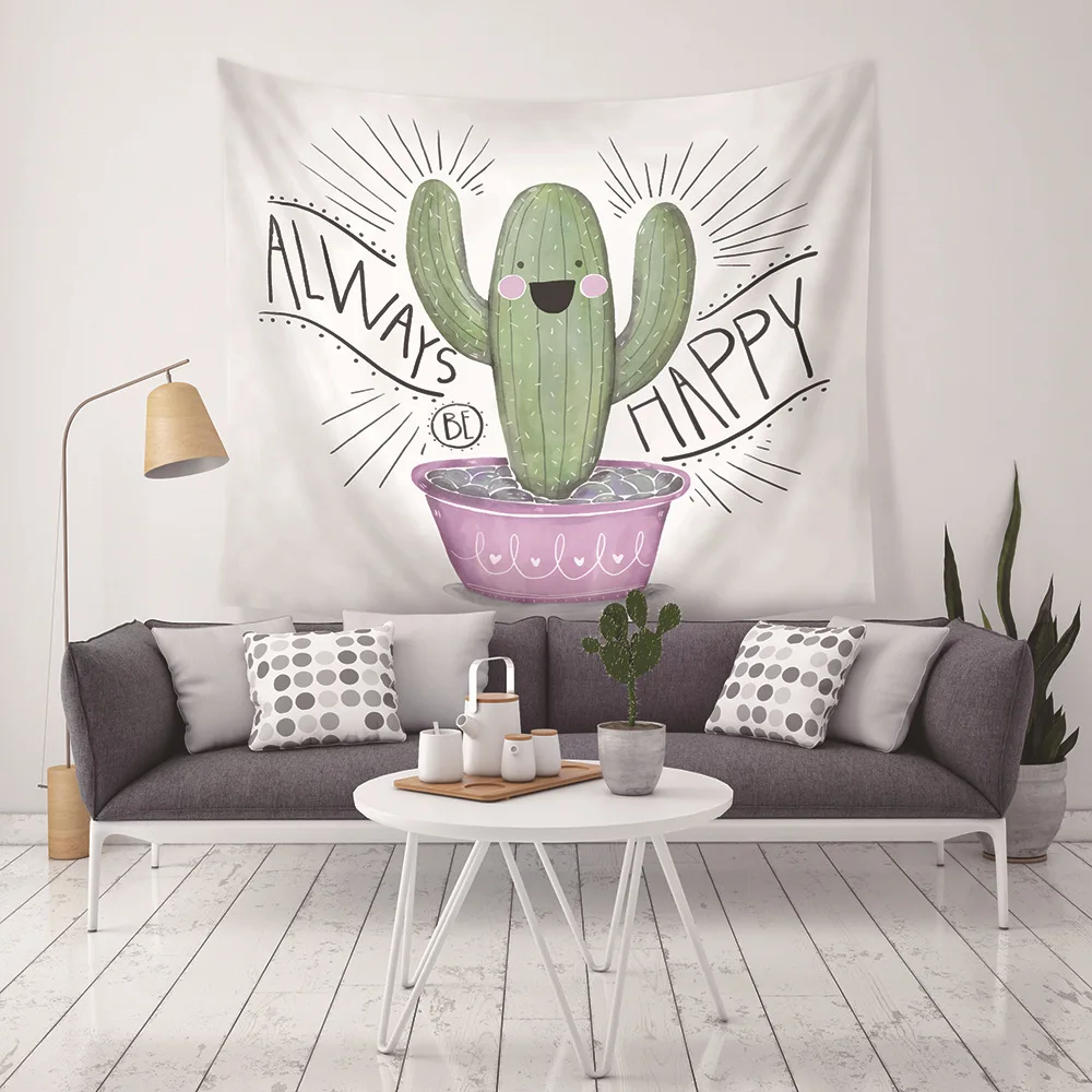 

Astoral Green Plant Picture Cactus Mandala Printed Tapestry Wall Hanging Decorative Large Polyester Fabric Boho Decor Ouija