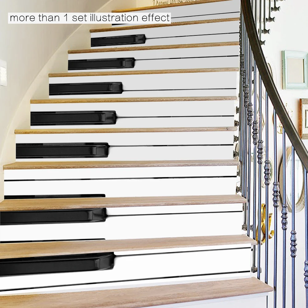 3D DIY Steps Sticker Piano Key Stairs Sticker Removable Stair Sticker Home Decor Ceramic Tiles Patterns Beautiful Stickers in Wall Stickers from Home