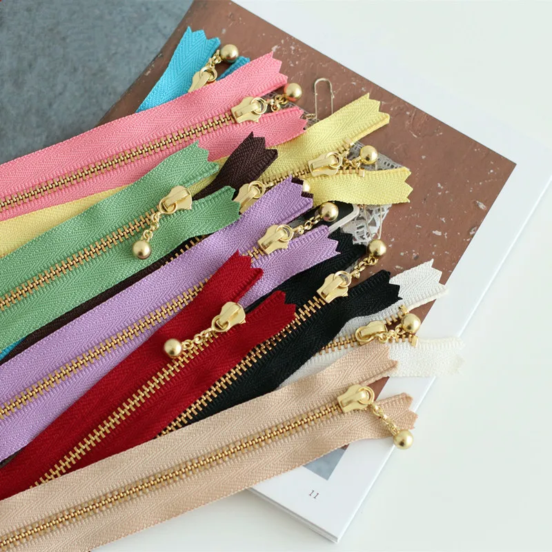 

1pc Metal Copper Zippers 10cm/15cm/20cm/30cm Water Drop Shape Close End Gold Slider Zipper Head DIY Garment Accessories