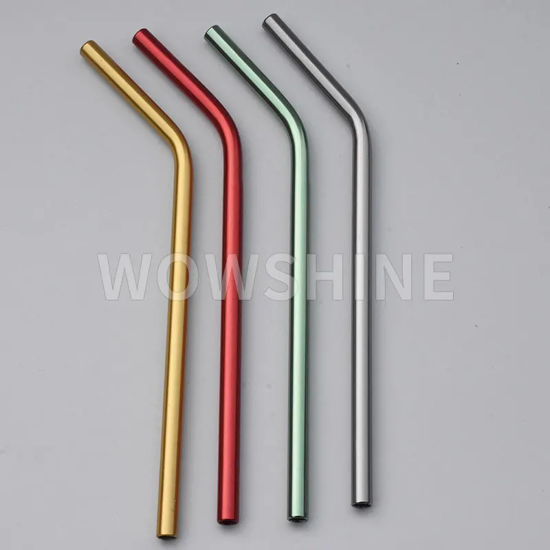 

WOWSHINE new mixed color aluminum bent drinking straws100pcs/lot food grade juicy straws 8mm*215mm mixed colors