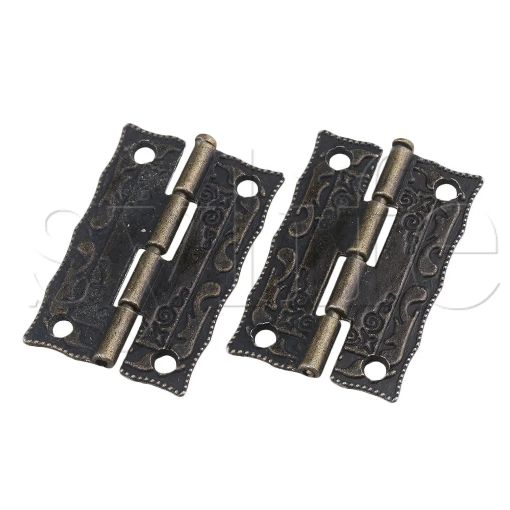 36x23mm Antique Alloy Cabinet Box Surface Hinges with Screws Set of 20