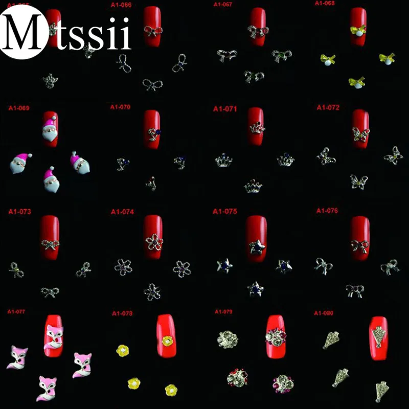 

Mtssii Sliver Flowers Pink Heart Gold Wheel Various styles3D Nail Art Decorations Alloy Nail Charms Nails Rhinestones
