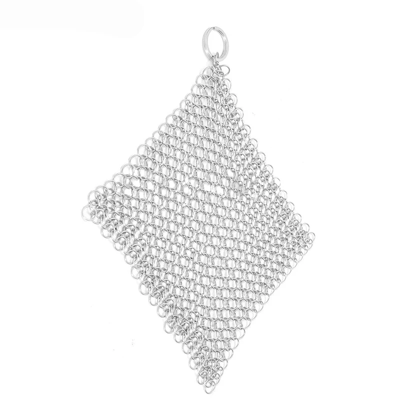 JX-LCLYL Stainless Steel Chainmail Ring Scrubber Cast Iron Skillet Pot Cleaner New