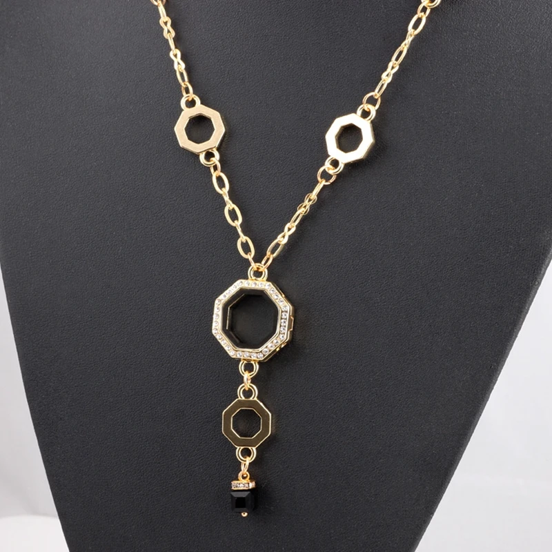 

1PCS, 25*25mm Rhinestone Hexagon floating locket necklace fit floating charms, 10063