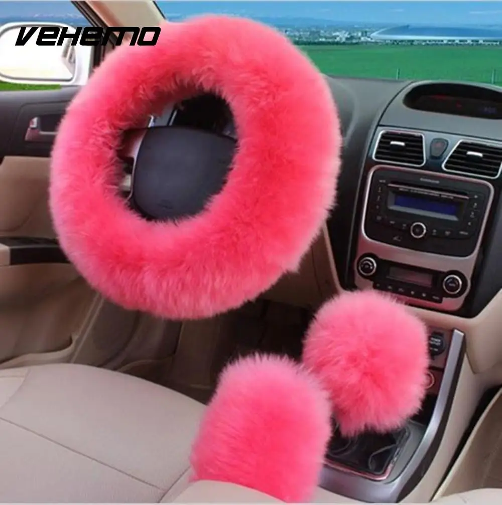 

3Pcs/Set Plush Soft Warm Car Vehicle Steering Wheel Gear Brake Cover Handbrake Cover Sleeves Sets Car-styling for Winter Spring