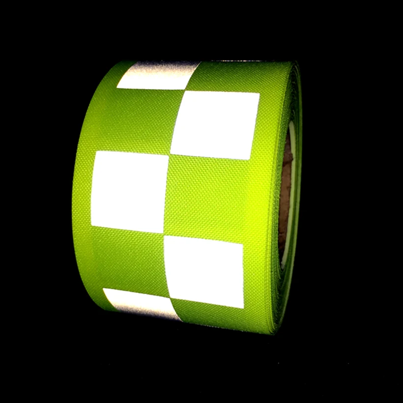 Fluorescent yellow/Fluorescent orange Oxford Warning Tape with Small Square for Safety Clothes Fluorescent yellow/Fluorescent orange Oxford Warning Tape with Small Square for Safety Clothes